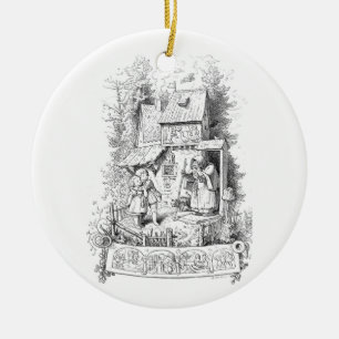 Hansel und Gretel treffen die Hexe Keramikornament