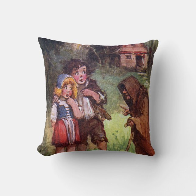 Hansel und Gretel treffen die Hexe Kissen (Vorderseite)
