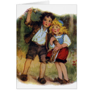Hänsel und Gretel verirren sich im Wald