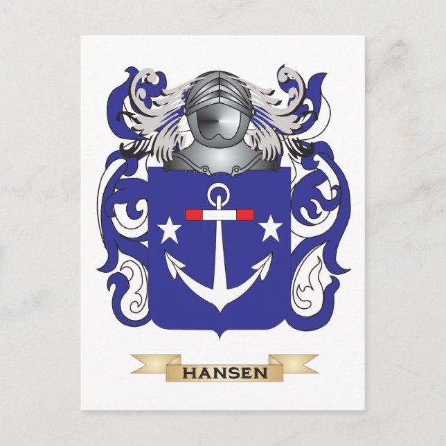 Hansen-(Dänemark)-Wappen (Familienwappen) Postkarte (Vorderseite)