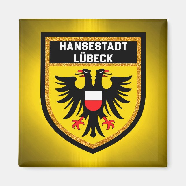 Hansestadt Lübeck Flag Magnet (Vorne)