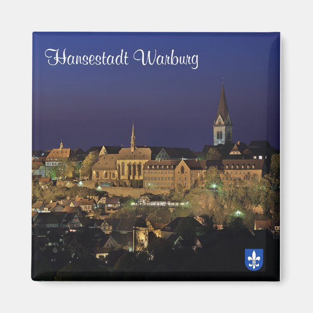 Hansestadt Warburg bei Nacht Magnet (Vorne)