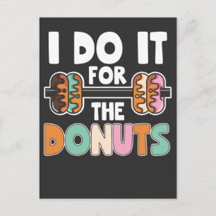 Hanteltraining Donut Dessert Fitness Workout Postkarte