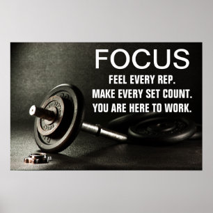 Hanteltraining Motivation Zitat im Fitnessstudio Poster