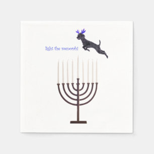 Hanukah Menorah Poodle Hund Rentierfische Serviette