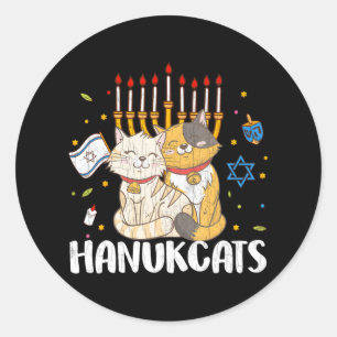 Hanukcats Funny Jewish Hanukkah Jew Family Lover Runder Aufkleber