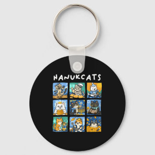 Hanukcats Hanukkah Katzen Menorah Jüdisch Chanukah Schlüsselanhänger