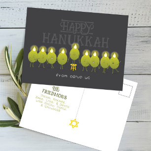 Hanukka-Menora Oliven, dunkelgraue Gruppe Postkarte