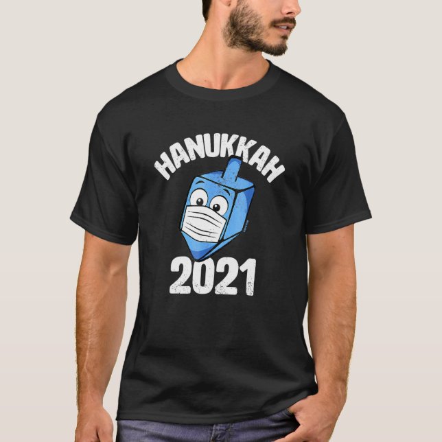 Hanukkah 2021 Dreidel Wearing Face Mask Graphic T-Shirt (Vorderseite)