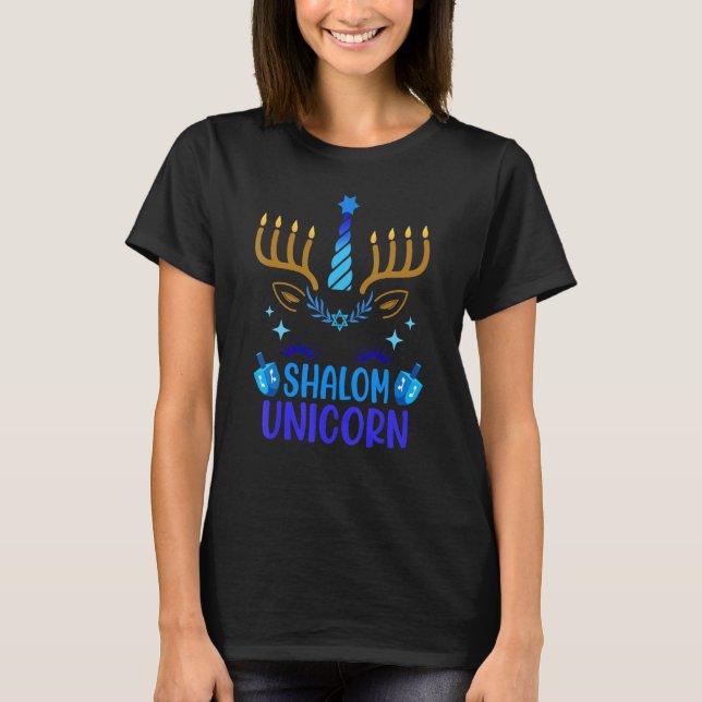 Hanukkah 2022 Unicorn Cute Decorations Menorah Cha T-Shirt (Vorderseite)
