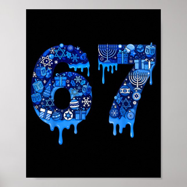 Hanukkah 67 Six Seven Boy Girl Kids 67 Meme Hanukk Poster (Vorne)