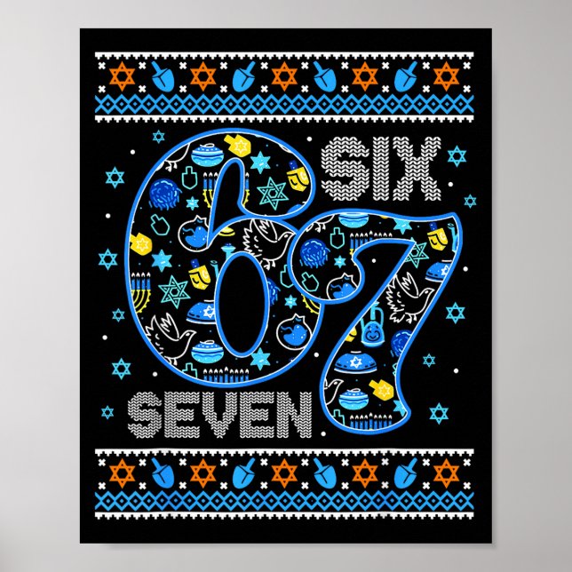 Hanukkah 67 Six Seven Boy Girl Kids 67 Meme Hanukk Poster (Vorne)