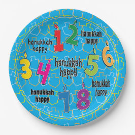 Hanukkah 8 Crazy Nights Blue Pappteller