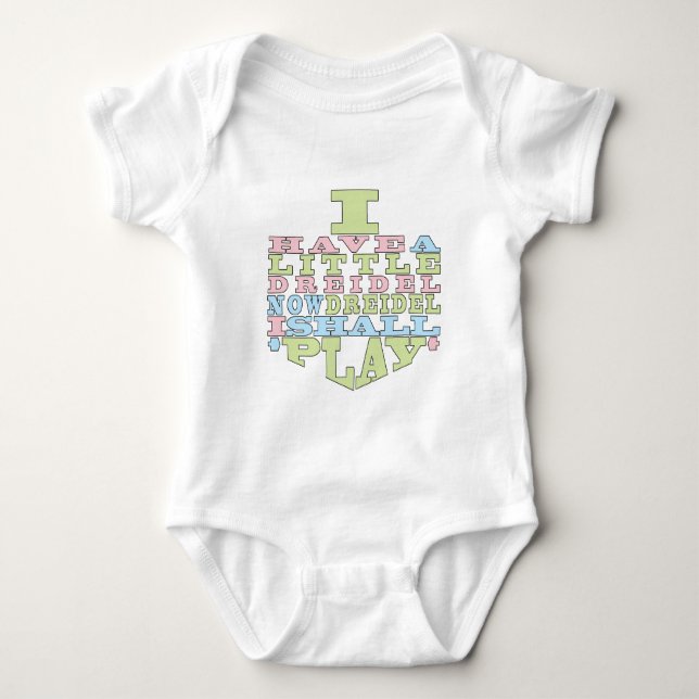 Hanukkah Baby Body Anzug "DREIDEL PLAY" Baby Strampler (Vorderseite)