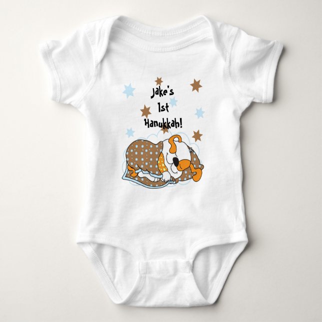 Hanukkah Baby Body Anzug/Hund/Braun Orange Baby Strampler (Vorderseite)