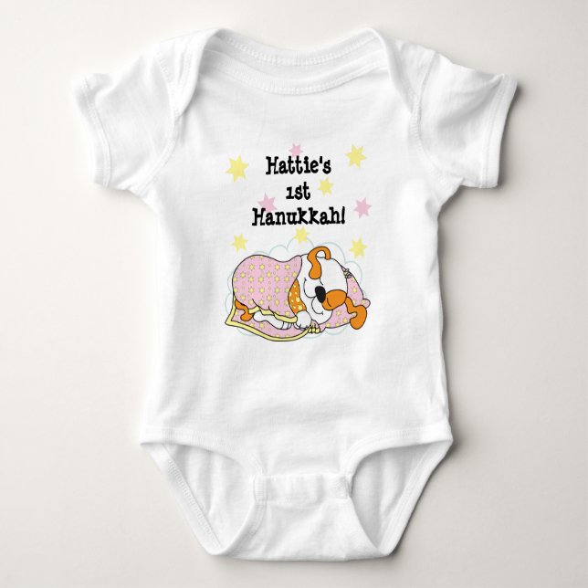 Hanukkah Baby Body Anzug/Hund/Pink Baby Strampler (Vorderseite)