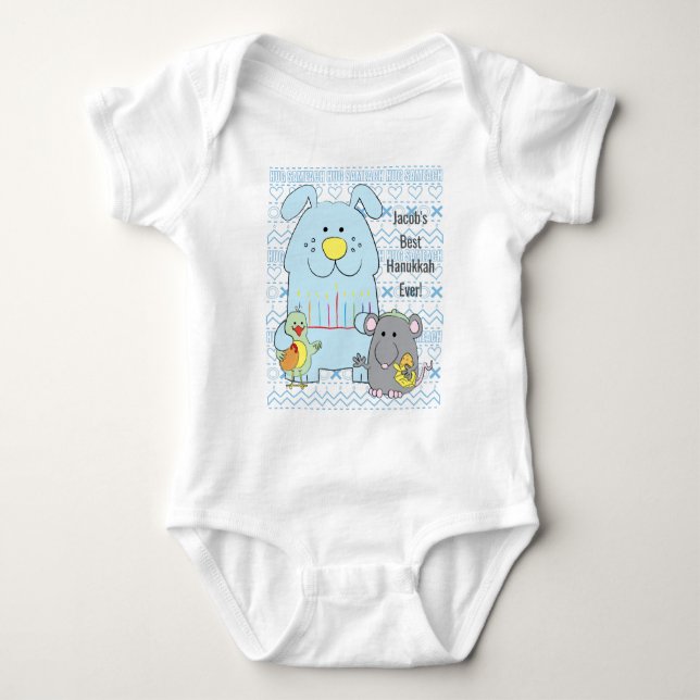 Hanukkah Baby Jersey Body Anzug/Cat+Mouse+Bird Strampler (Vorderseite)