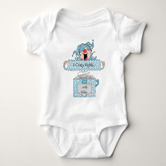 Hanukkah Baby Jersey Bodysuit "Dreidel in Box" Baby Strampler (Vorderseite)