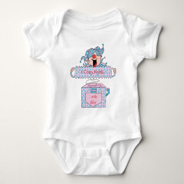 Hanukkah Baby TUTU Pink/Blue "Dreidel in Box" Baby Baby Strampler (Vorderseite)