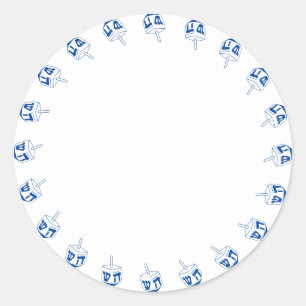 Hanukkah blau-weiß Dreidel-Rand niedlich Runder Aufkleber