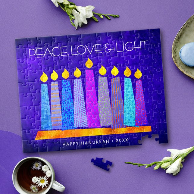 Hanukkah Blue Boho Candle Pattern Peace Liebe Ligh (Von Creator hochgeladen)