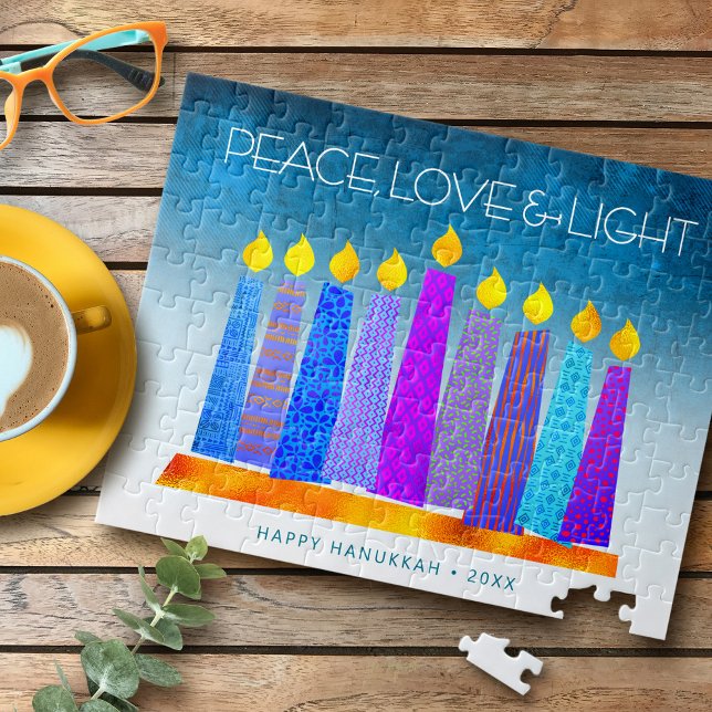 Hanukkah Blue Candles Türkis Peace Liebe Light (Von Creator hochgeladen)