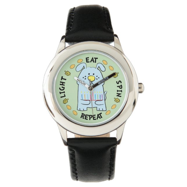 Hanukkah Blue Dog Watch personalisieren Armbanduhr (Vorderseite)