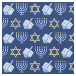 Hanukkah Blue Menorah Dreidel Pattern Chanukah Stoff