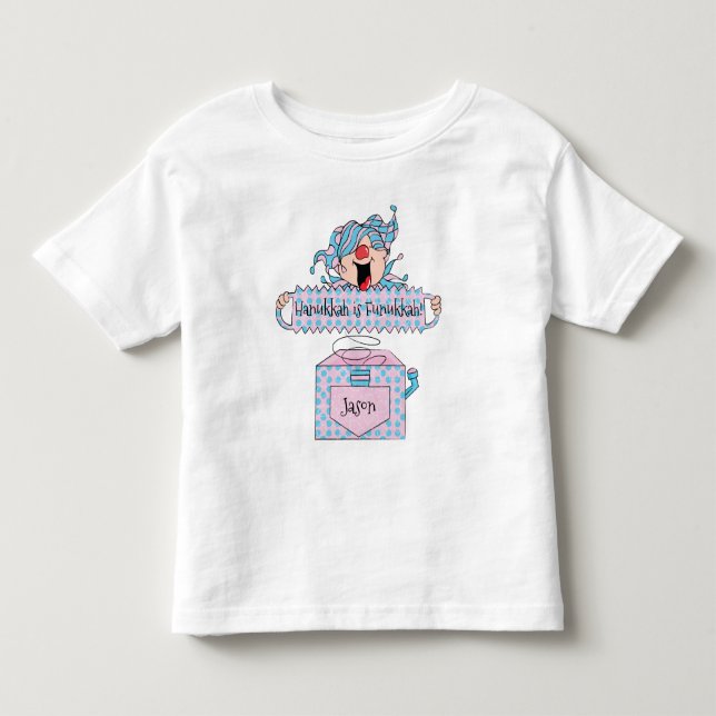 Hanukkah Blue Pink Shirt "Dreidel in the Box" (Vorderseite)