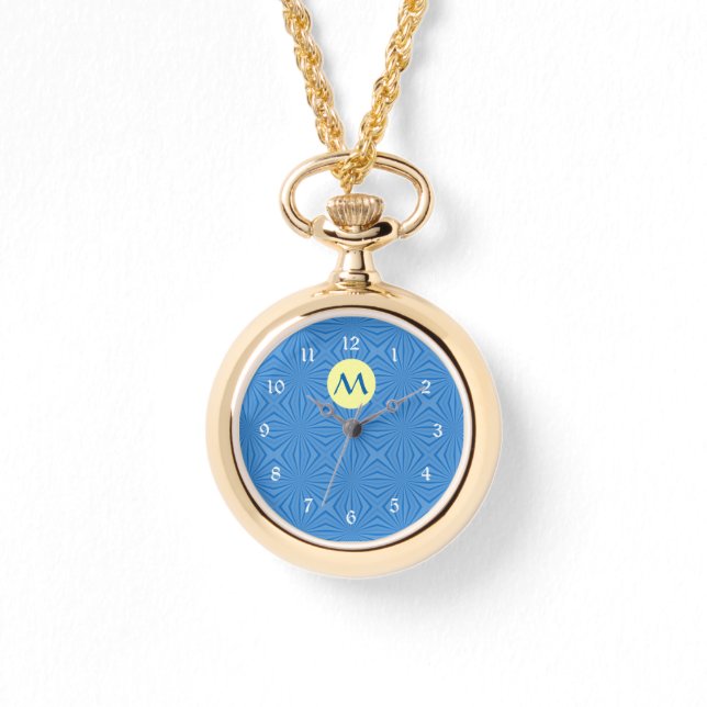 Hanukkah Blue Squiggly Squares Armbanduhr (Vorderseite)