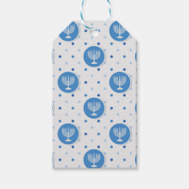 Hanukkah Blue und White Polka Dot Menorah Geschenk Geschenkanhänger