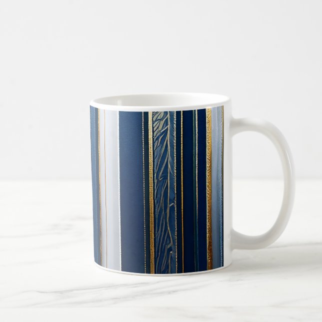 Hanukkah Blues Stripes Blue White Kaffeetasse (Rechts)