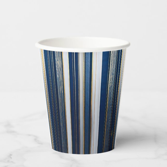 Hanukkah Blues Stripes Blue White Pappbecher (Vorderseite)