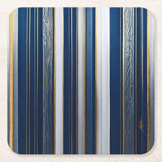 Hanukkah Blues Stripes Blue White Rechteckiger Pappuntersetzer (Vorderseite)