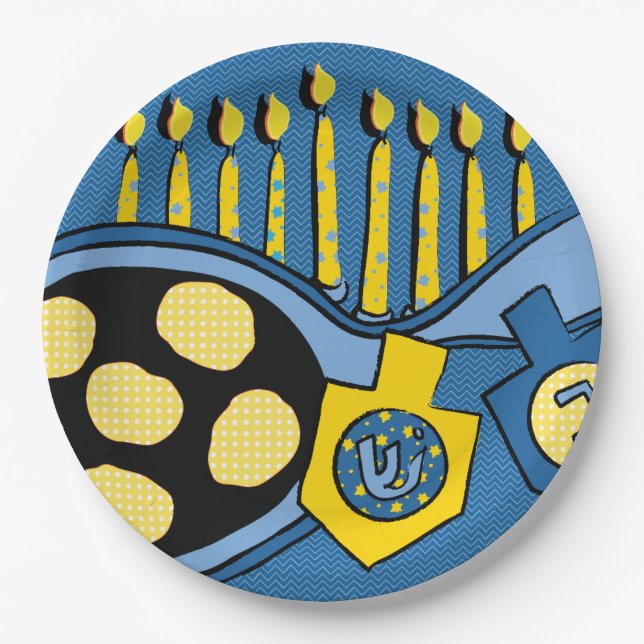 Hanukkah Bratriegel Papierplatte Pappteller (Vorderseite)