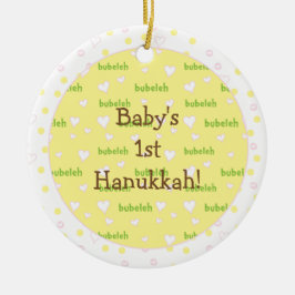 Hanukkah "Bubeleh" Rosa/grüne Kreislaufverzierung Keramikornament