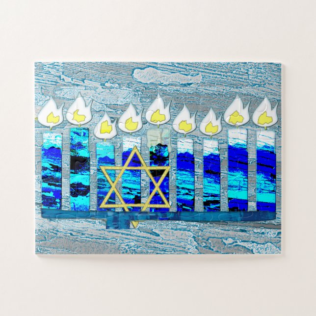 Hanukkah Candles mit Gold Star von David (Horizontal)