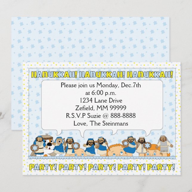Hanukkah Card Party Einladung 7" x 5" Personalisie (Vorne/Hinten)