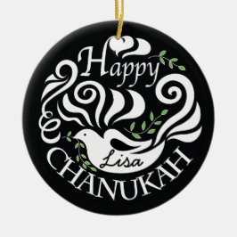 Hanukkah Chanukah Blackboard Dove Circle Ornament