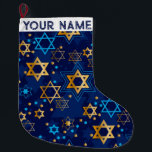 Hanukkah Chanukah Blue Modern Christmas jüdischer  Großer Weihnachtsstrumpf<br><div class="desc">Hanukah,  Menorah,  Wohngestaltung,  Hanukkah Dekoration,  farbenfrohe Menorah,  jüdischer Dezember,  menorah Strumpf,  personalisiert,  Festival der Lichter, </div>