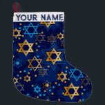 Hanukkah Chanukah Blue Modern Christmas jüdischer  Großer Weihnachtsstrumpf<br><div class="desc">Hanukah,  Menorah,  Wohngestaltung,  Hanukkah Dekoration,  farbenfrohe Menorah,  jüdischer Dezember,  menorah Strumpf,  personalisiert,  Festival der Lichter, </div>