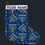 Hanukkah Chanukah Blue Moderne Weihnachten Juden Großer Weihnachtsstrumpf<br><div class="desc">Hanukah, Menorah, Wohngestaltung, Hanukkah Dekoration, farbenfrohe Menorah, jüdischer Dezember, menorah Strumpf, personalisiert, Festival der Lichter, </div>