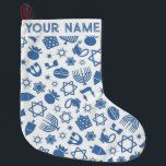 Hanukkah Chanukah Blue Moderne Weihnachten Juden Großer Weihnachtsstrumpf<br><div class="desc">Hanukah,  Menorah,  Wohngestaltung,  Hanukkah Dekoration,  farbenfrohe Menorah,  jüdischer Dezember,  menorah Strumpf,  personalisiert,  Festival der Lichter, </div>