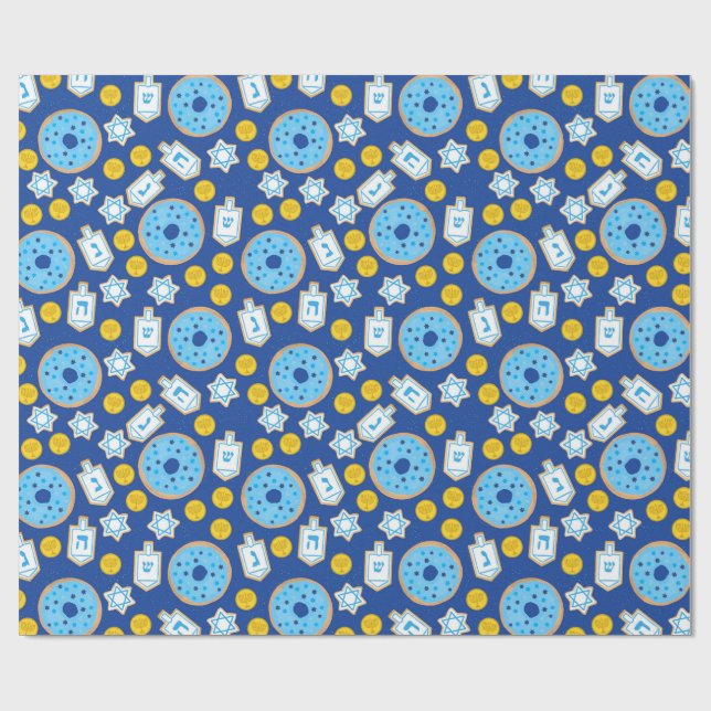 Hanukkah Chanukah Donuts Schokolade Cookies Muster Geschenkpapier (Flach)