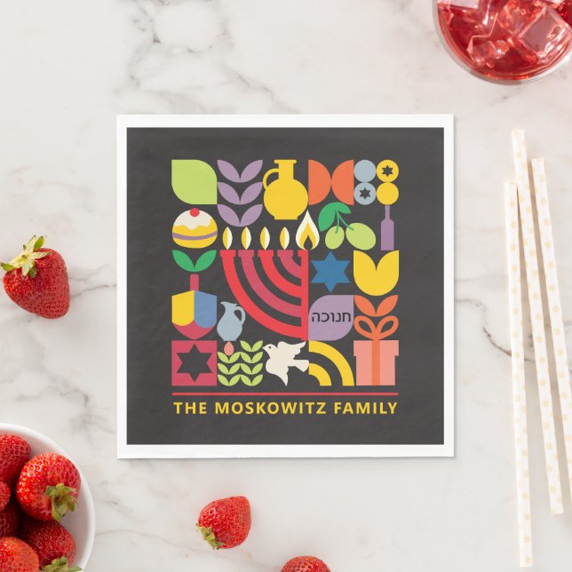 Hanukkah Chanukah Menorah Dreidel jüdische Symbole Serviette (Beispiel)