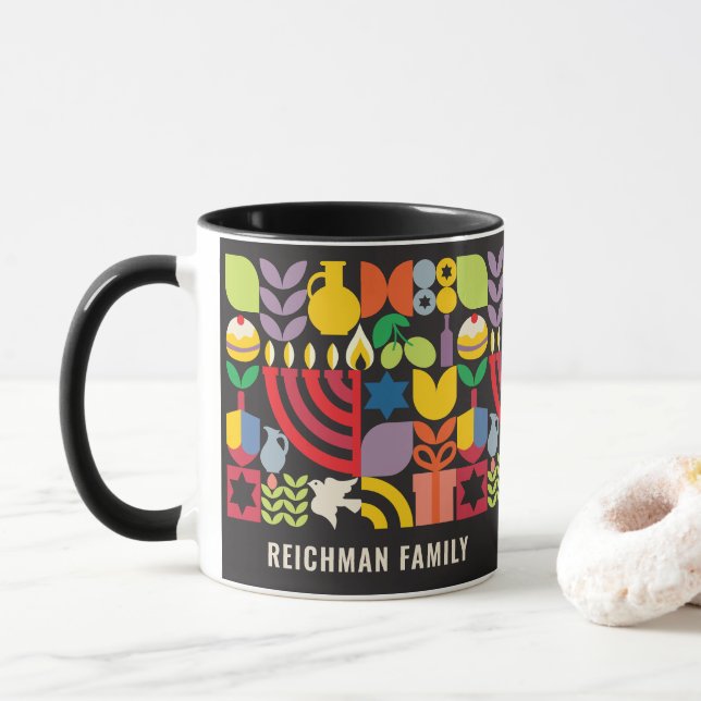 Hanukkah Chanukah Menorah Personalisiert Tasse (Mit Donut)