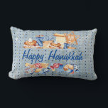 Hanukkah Chanukah Menorah Watercolor Blaues Muster Lendenkissen<br><div class="desc">Dieses Design wurde durch digitale Kunst erstellt und kann personalisiert werden, indem Sie auf den Knopf Anpassen klicken und die Farbe ändern, einen Namen, Initialen oder Ihre Lieblingssprache hinzufügen. Kontaktieren Sie mich unter colorflowcreations@gmail.com , wenn Sie dieses Design für ein anderes Produkt haben möchten. Kaufen Sie meine originale abstrakte Acrylmalerei...</div>