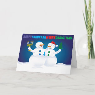 Hanukkah Christmas Snowmen Card Feiertagskarte
