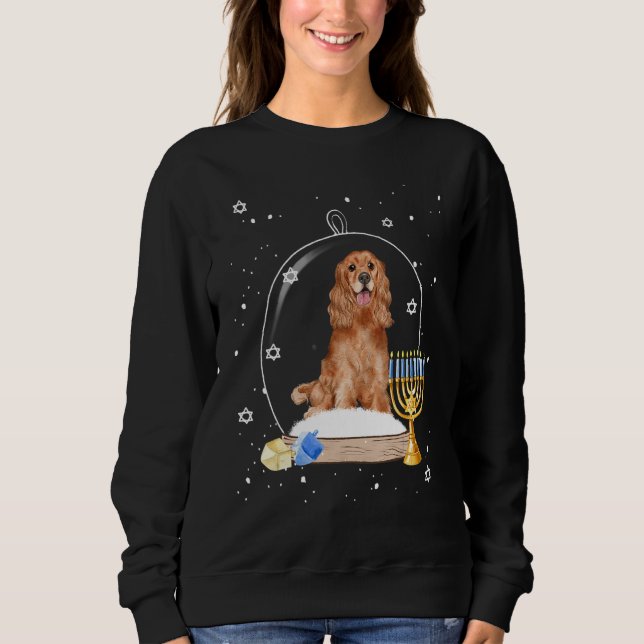 Hanukkah Cocker Spaniel. Dog Snow Globe Pajama Sweatshirt (Vorderseite)