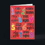 "Hanukkah Crazy Nights" Grußkarte w Umschlag Feiertagskarte<br><div class="desc">"Acht verrückte Nächte" Grußkarte mit Umschlag. Um diese Karte zu personalisieren, löschen Sie einfach den Text und fügen Sie den eigenen hinzu. Wählen Sie Ihren bevorzugten Schriftart Stil, Farbe, Größe und Wortlaut. Danke, dass ihr angehalten und vorbeigekommen seid! Viel geschätzt!!! Happy Hanukka! Größe: Standard (5" x 7") Geburtstage oder Feiertage,...</div>